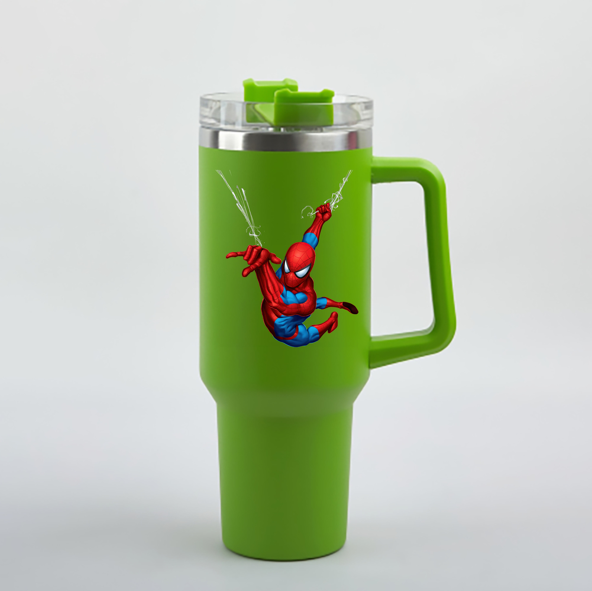 （画像用） Spider Man スパイダーマン 1200mL車用タンブラー - クリスタルステッカー（プラスチックストロー付き）